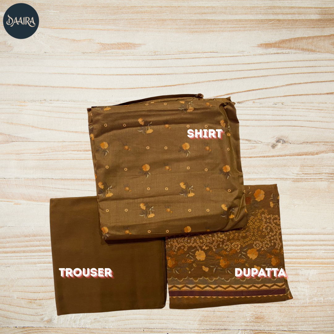 3PC Lawn Suit with Lawn Dupatta (Unstitched) 0082