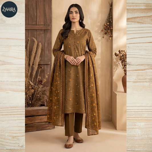 3PC Lawn Suit with Lawn Dupatta (Unstitched) 0082