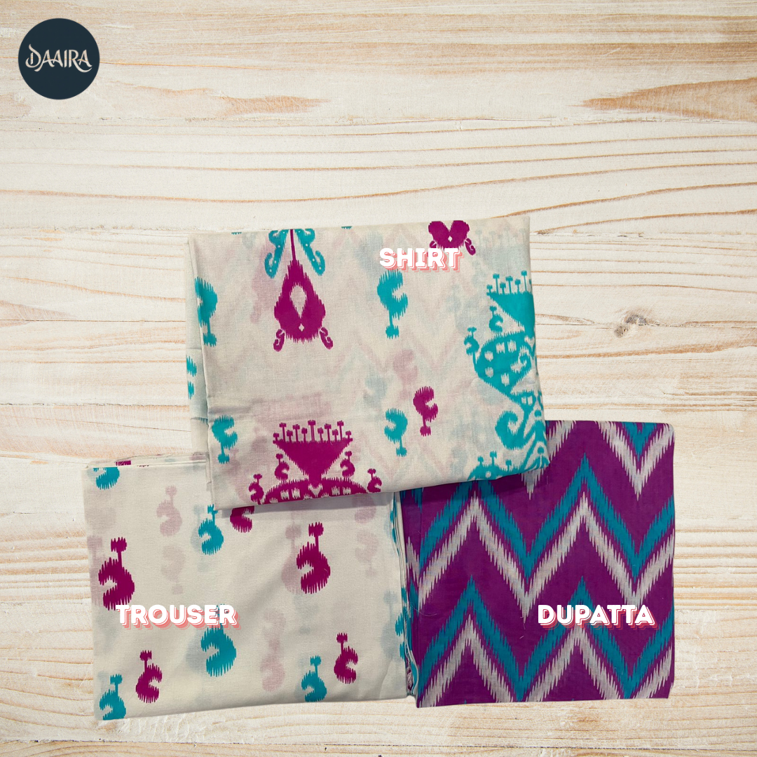 3PC Lawn Suit with Chiffon Dupatta (Unstitched) 0079