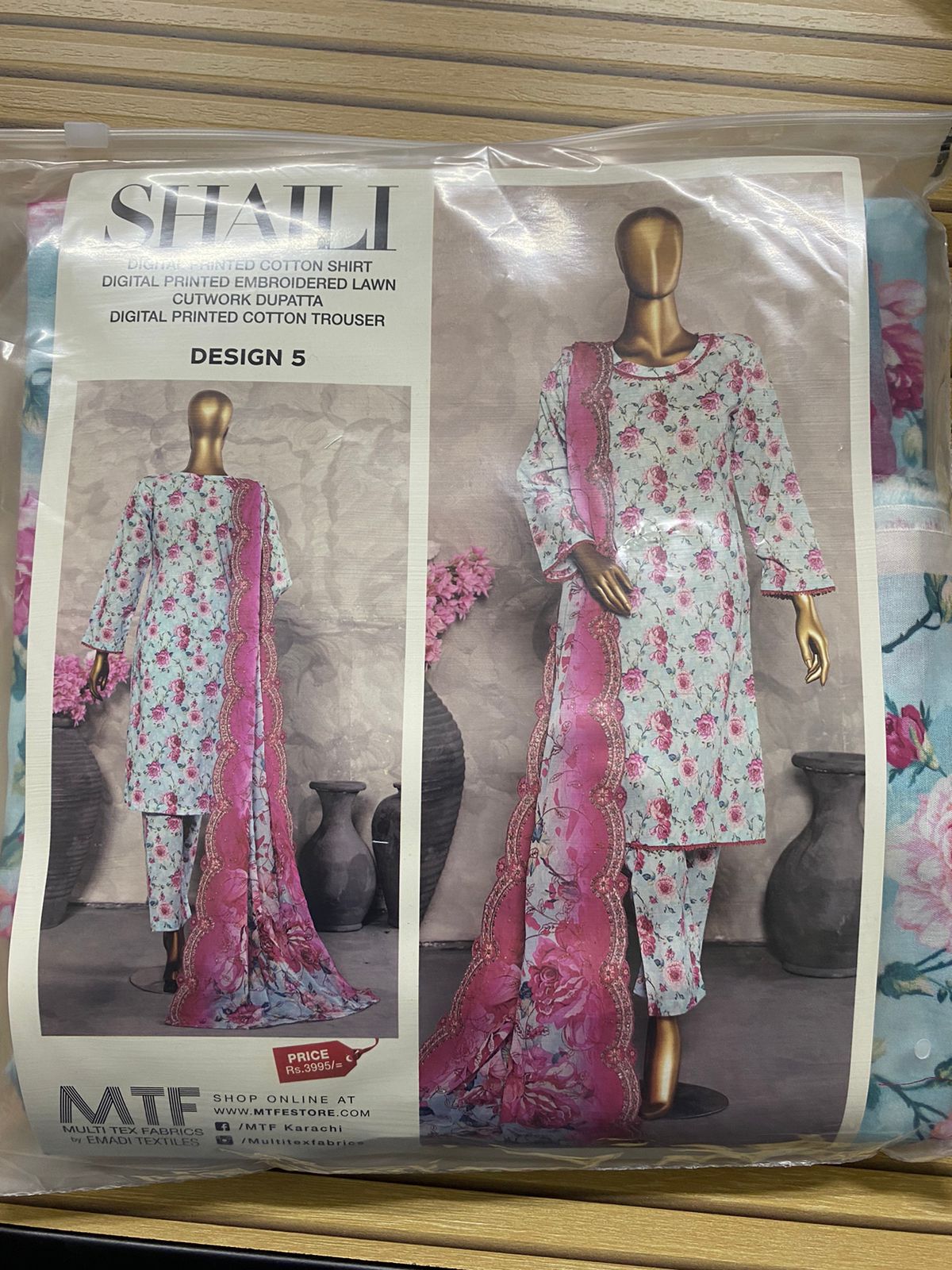 MTF Digital Printed Cotton 3 Pcs with Embroided Lawn Cutwork Dupatta