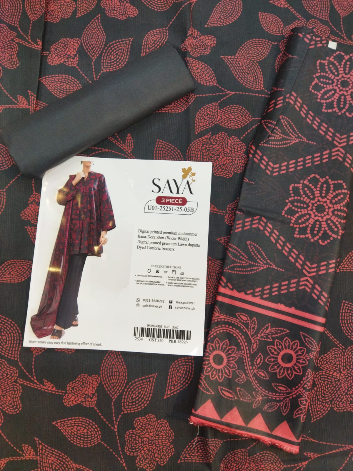 Saya Unstitched Printed Lawn 3 Piece