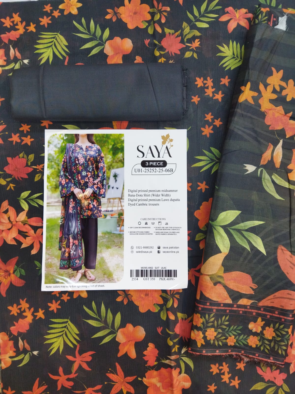 Saya Unstitched Printed Lawn 3 Piece