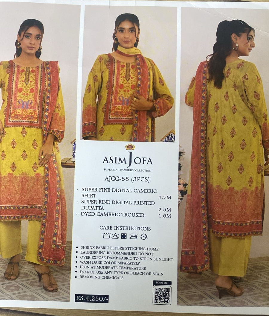 Asim Jofa _ Digital Printed Lawn Unstitched 3 PCS