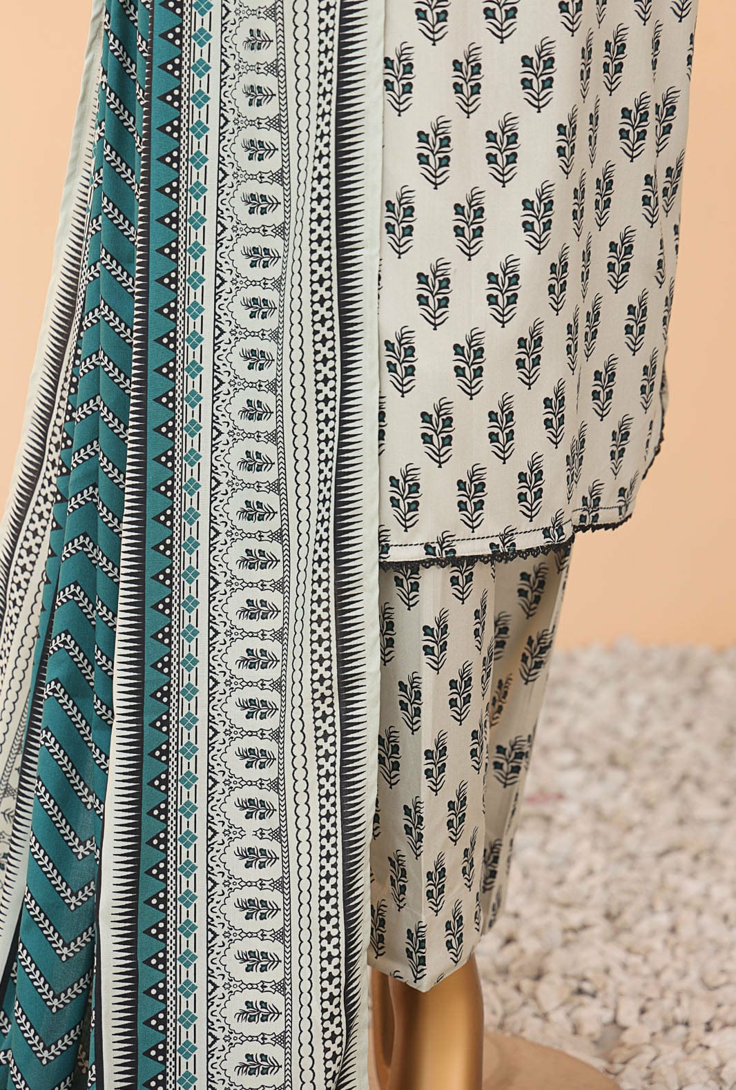 H&Z Linen 3pcs Unstitched H-04