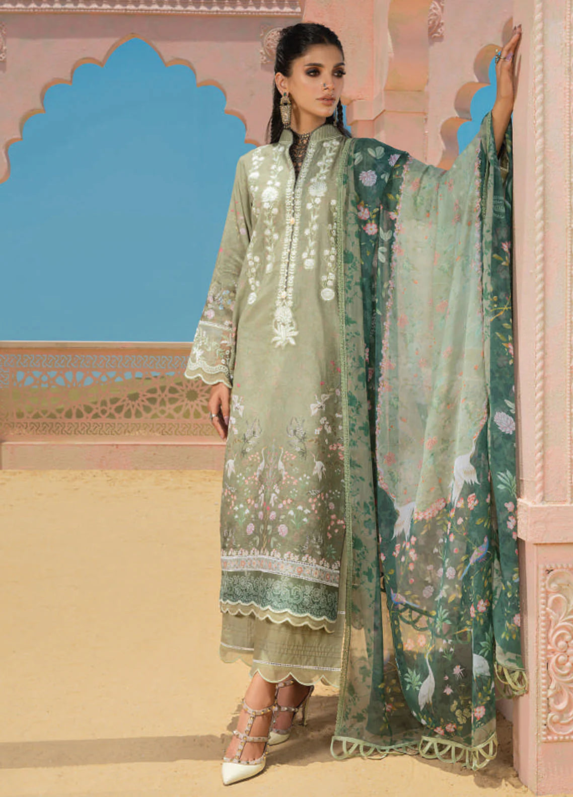 Wardha Saleem Embroidered Lawn Suits Unstitched 3 Piece D-08 Inara