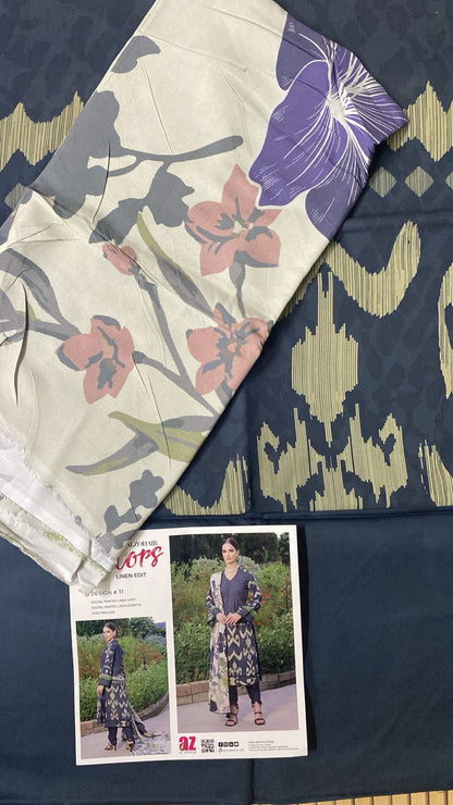 Al Zohaib Linen Unstitched 3 Pcs