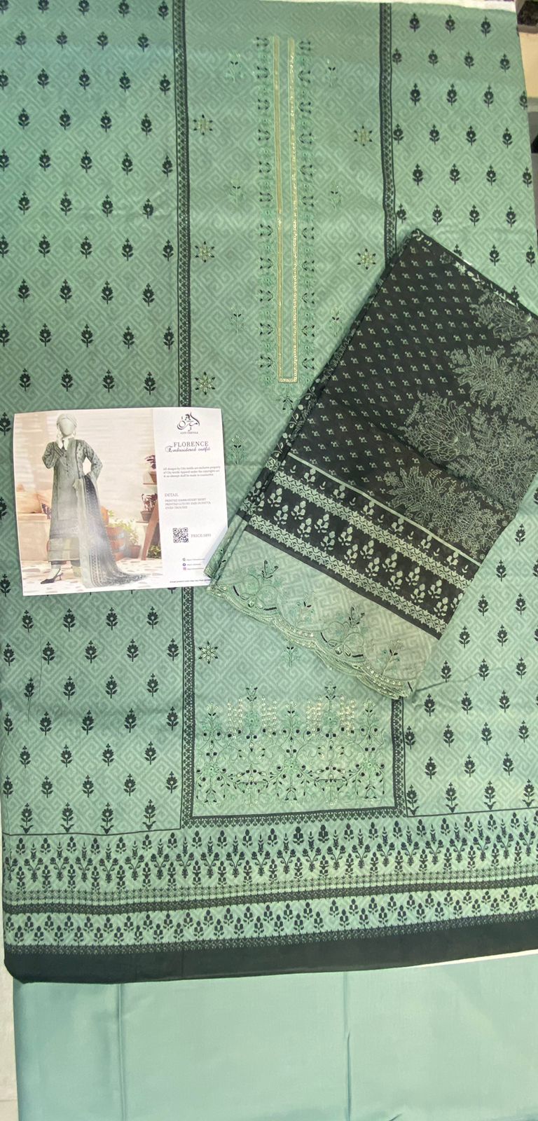 Almirah Florence 3-Pc Embroidered Suit Cut Work Dupatta A107