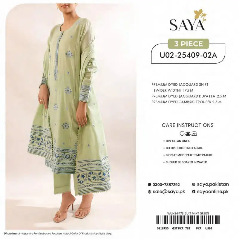 Original Saya Unstitched Jacquard Cotton 3 Piece