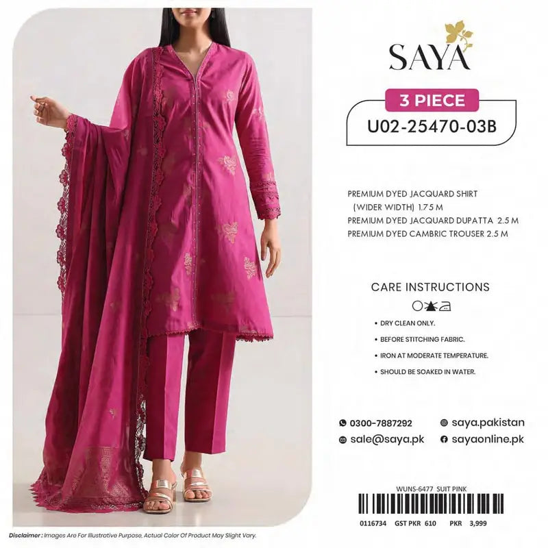 Saya Unstitched Jacquard Cotton 3 Piece