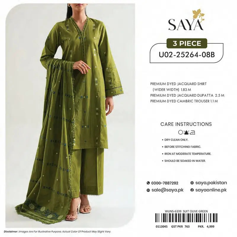 Original Saya Unstitched Jacquard Cotton 3 Piece