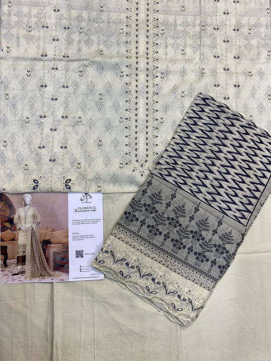 Almirah Florence 3-Pc Embroidered Suit Cut Work Dupatta A109