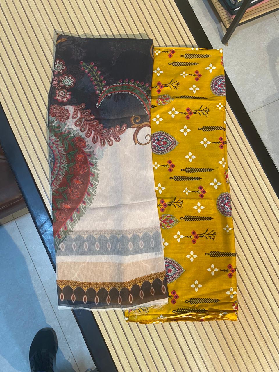 Maria B _ Printed Lawn 3 Pcs Unstitched with Chiffon Dupatta