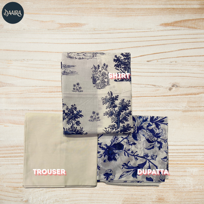 3PC Lawn Suit with Lawn Dupatta (Unstitched) 0080