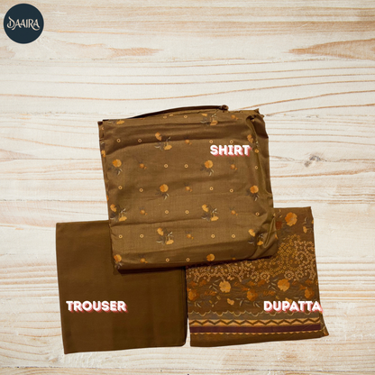 3PC Lawn Suit with Lawn Dupatta (Unstitched) 0082