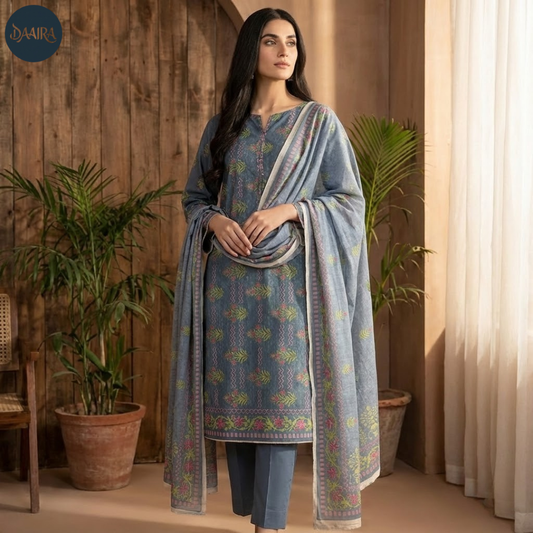 J. 3PC Lawn Suit with Lawn Dupatta (Unstitched) 0081