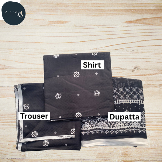 Eden Robe - 3PC Lawn Suit with Chiffon Dupatta (Unstitched) ED001