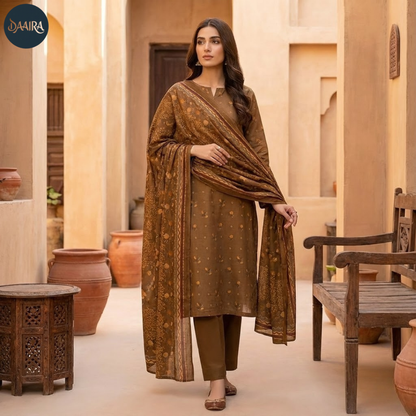 3PC Lawn Suit with Lawn Dupatta (Unstitched) 0082