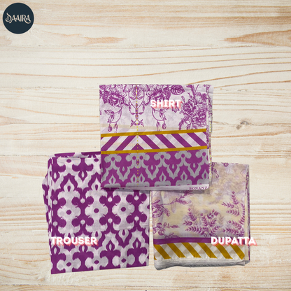 Bonanza Satrangi 3PC Lawn Suit with Lawn Dupatta (Unstitched) 0078