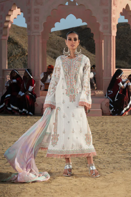 Wardha Saleem Embroidered Lawn Suits Unstitched 3 Piece D-3 NOOR E BAHAR