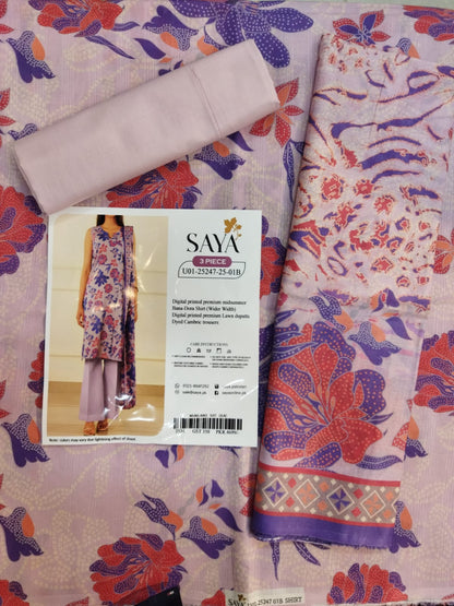 Saya Unstitched Printed Lawn 3 Piece