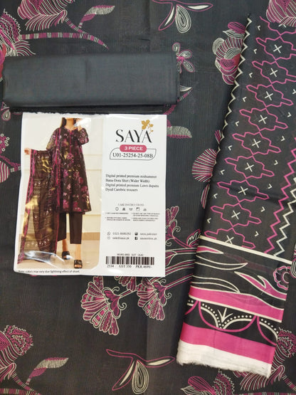 Saya Unstitched Printed Lawn 3 Piece