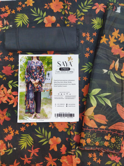 Saya Unstitched Printed Lawn 3 Piece