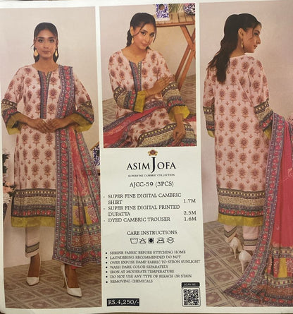 Asim Jofa _ Digital Printed Lawn Unstitched 3 PCS