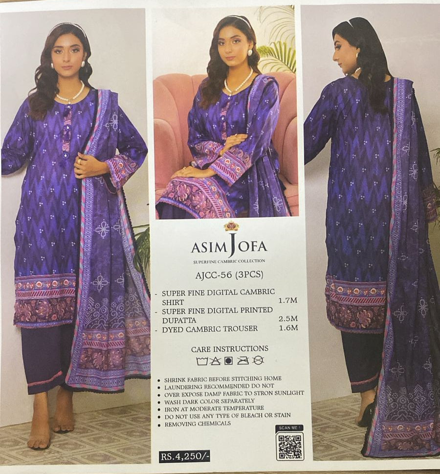 Asim Jofa _ Digital Printed Lawn Unstitched 3 PCS
