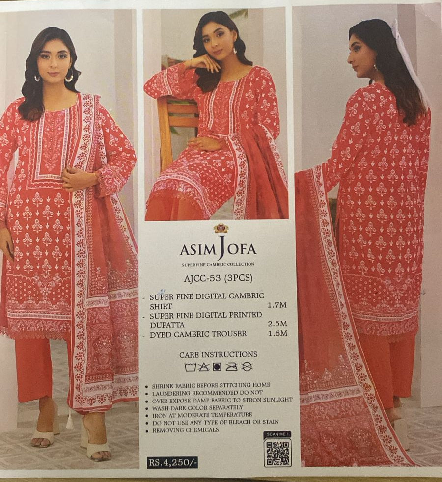 Asim Jofa _ Digital Printed Lawn Unstitched 3 PCS