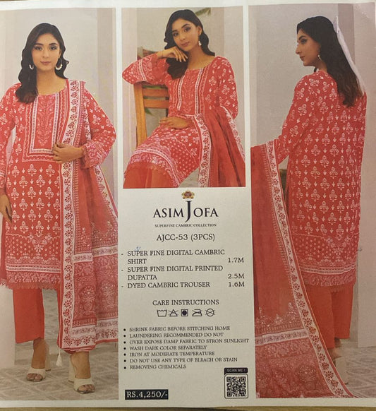 Asim Jofa _ Digital Printed Lawn Unstitched 3 PCS