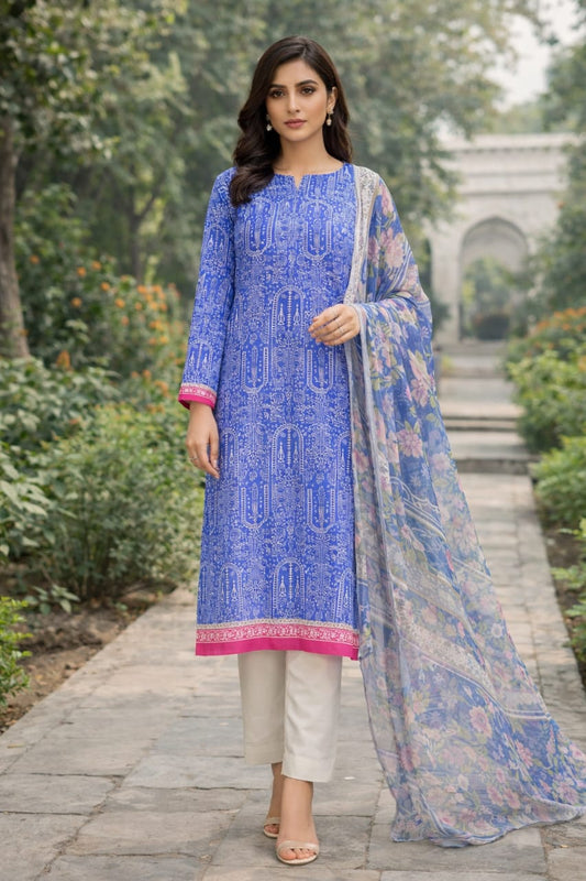 Khaadi 3 PCS Unstitch _ Lawn with Chiffon Dupatta