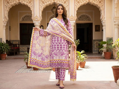 Bonanza Satrangi 3PC Lawn Suit with Lawn Dupatta (Unstitched) 0078